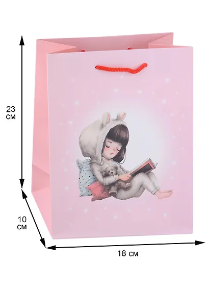 Пакет А5 23*18*10 "Девочка и мишуля. Basic" дет., бум.мат.ламинат - фото 2