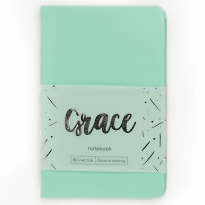 Записная книжка А6- 80л кл. "Grace. Мятный", иск.кожа,интегр.обл., скругл.углы, ляссе - фото 3