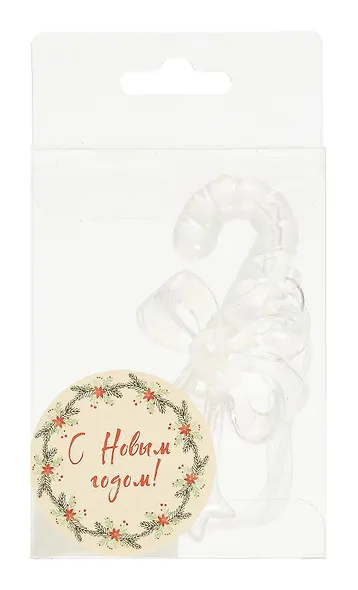 Новогоднее подвесное украшение Трость перламутровая (пластик) (ПВХ бокс) (7х12) (12-09229-2-N19) - фото 3