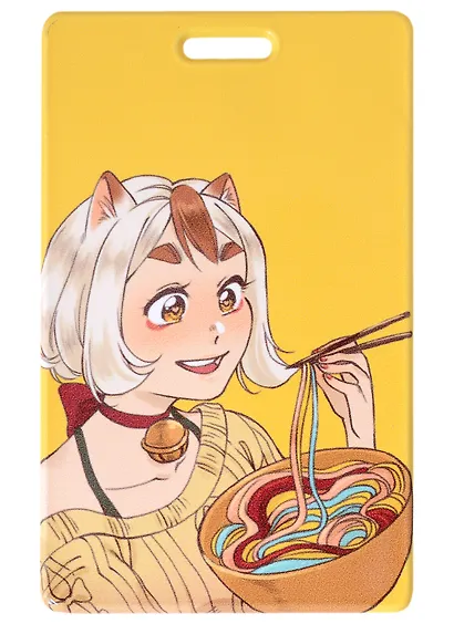 Чехол для карточек Аниме Девушка-нэко с лапшой (цветная) - фото 1