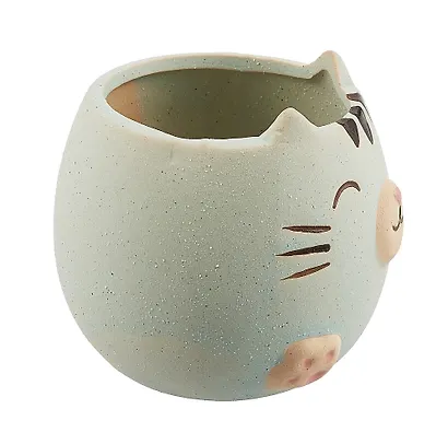Кашпо Котик с закрытыми глазками (керамика) (8х8) (12-06650-202306-104) - фото 3