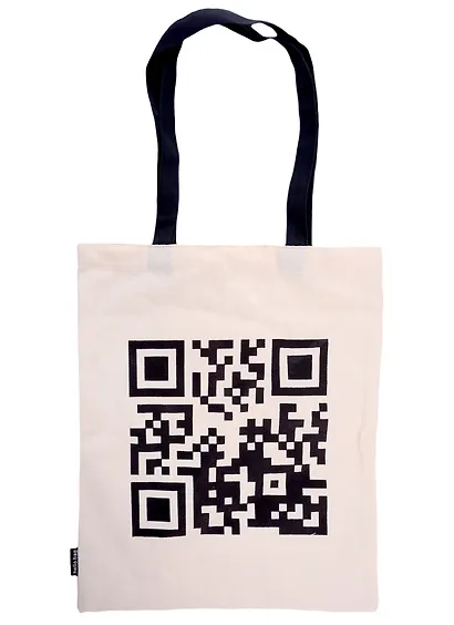 Сумка-шоппер QR-код бежевая, текстиль 40см.*32см. - фото 1