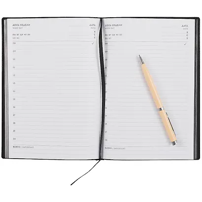 Ежедневник недат. А5 120л "Флоттер" черный, кожзам, мягкий переплет, офсет, ляссе - фото 3