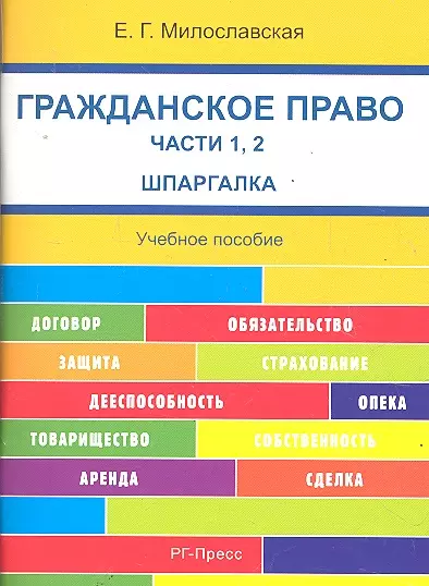 Гражданское право. Часть 1, 2 . Шпаргалка: учебное пособие. - фото 1