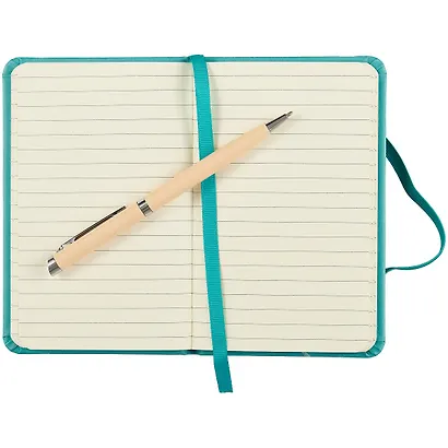 Записная книжка А6- 96л лин. "JOY BOOK. Бирюзовый" 7БЦ, иск.кожа, тонир.форзац, тонир.блок 70гр/м2, скругл.углы, сшит.блок, ляссе, резинка, карман на задн.форзаце - фото 3