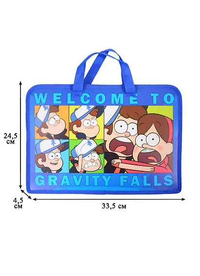 Папка для тетрадей А4 1отд. "Гравити Фолз" пластиковая, молния, текстильн.ручки, индив.уп. - фото 2