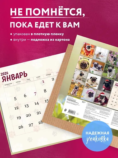 Мой любимый мопс. Календарь настенный на 2026 год (300х300 мм) - фото 4