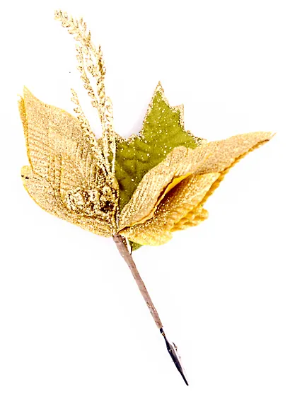 Рождественский цветок с веточками (золотой) (25см) - фото 1