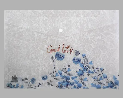 Папка-конверт А4 на кнопке "Голубые цветы", ассорти - фото 2