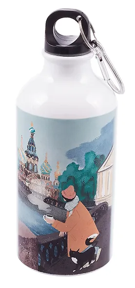 Бутылка с карабином  СПб Ноксо Наедине с Петербургом Возле Спаса (металл) (500мл) (БМ2025-52) - фото 1