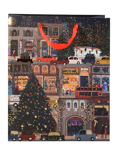 Пакет А4 32*26*12 "Новогодний город" НГ, бум.мат.ламинат - фото 4