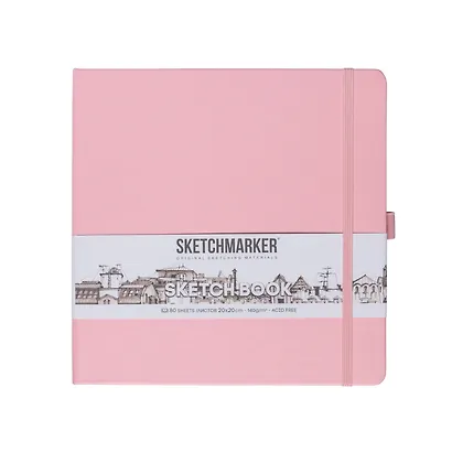 Скетчбук 20*20 80л "Sketchmarker" розовый, 140г/м2, слоновая кость, тв.обл. - фото 1