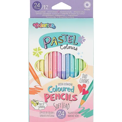 Карандаши цветные Colorino, Pastel, двухсторонние 24 цвета 12 штук - фото 1