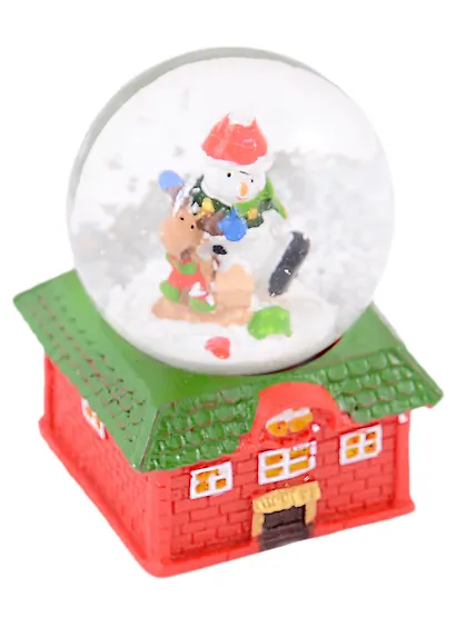 Снежный шар Снеговик с подарками (пластик) - фото 1