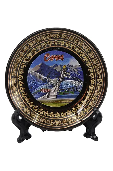Магнит-тарелка Олимпийский фонтан (фарфор) (7см) (Сочи) (026-7BL-135-17) - фото 1