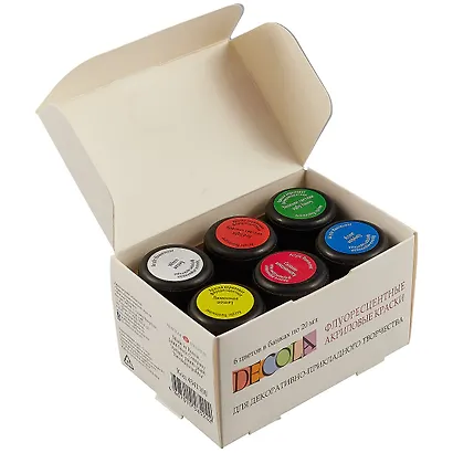 Акриловые краски «Декола», 6 цветов, флуоресцентные - фото 2