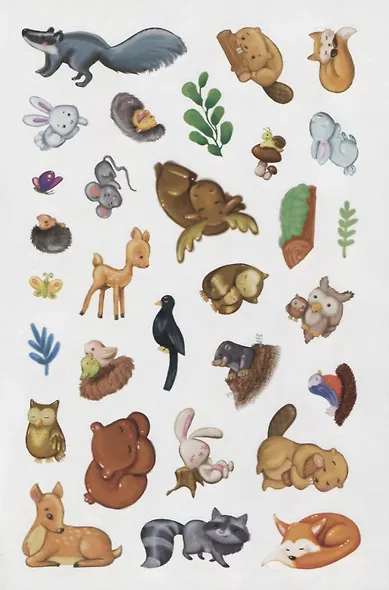 В лесу. Более 60 многоразовых наклеек - фото 3