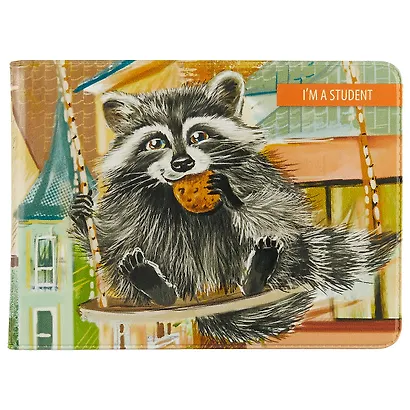 Обложка для студенческого Енот на качелях (СБ2017-035) - фото 1