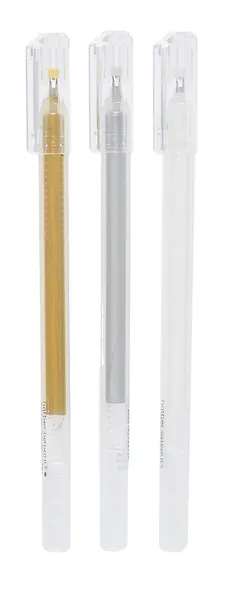 Ручки гелевые 3 цвета (золото, серебро, белая), Hatber - фото 1