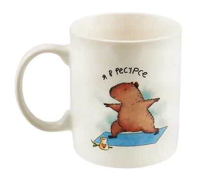 Кружка Капибара Я в балансе/Я в ресурсе (керамика, деколь) (330мл) (коробка) - фото 3