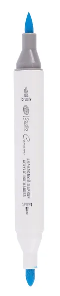 Маркер акриловый "Сонет" голубой, двусторонний, перо кисть/пуля - фото 2