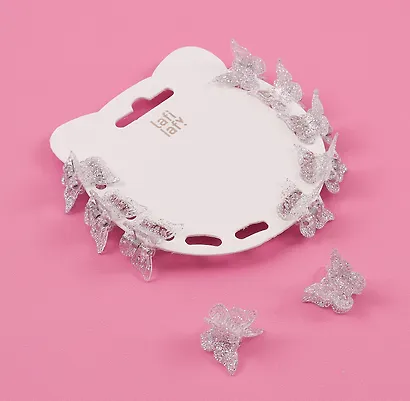 Набор заколок-крабиков mini Бабочки (белые перламутровые оттенки) (10 штук) (1,5 см), Lafilaf - фото 4