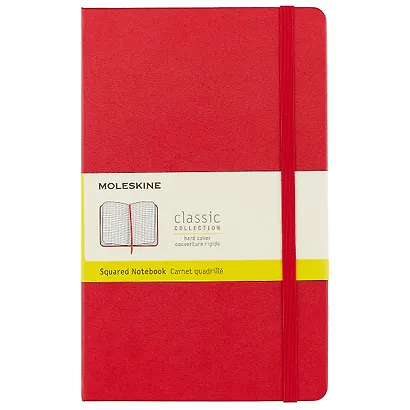Книга для записей А5, 120 листов в клетку "Classic Large", красная, жесткая обложка, резинка, Moleskine - фото 1