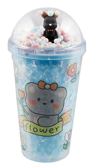 Стакан с крышкой Мишка Kawaii (пластик) (450мл) (12-16064-TER16) - фото 1