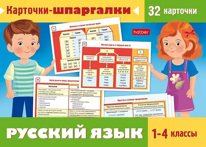 Карточки-шпаргалки. Русский язык. 1-4 классы (32 карточки) - фото 1