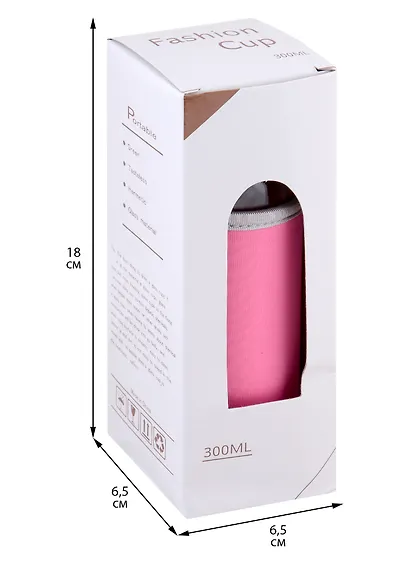 Бутылочка в чехле (розовая) (стекло) (300мл) - фото 2