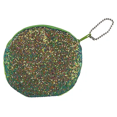 Кошелек на молнии с блестками круглый (10см) (текстиль) - фото 1