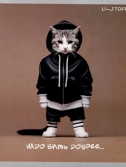 Тетрадь 48л кл. "Банда котиков" мел.картон, выб.лак, ассорти - фото 1