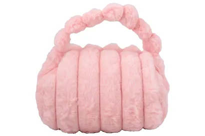 Косметичка с объёмной ручкой Полоски (розовая) (плюш) (23х14) (12-Lanxi-C1) - фото 1