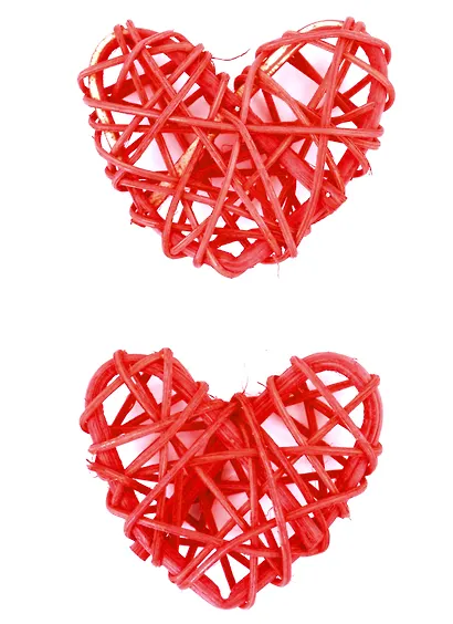 Сердечки декоративные из лозы, Красные (2шт.) - фото 1