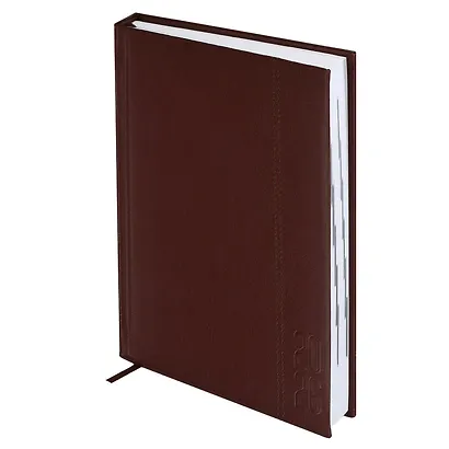 Ежедневник дат. 2026г. А5 176л "Наппа" коричневый, кожзам, тв.переплет, обл.поролон, блинт.тиснение, офсет, справ.мат-лы, ляссе, инд.уп - фото 3