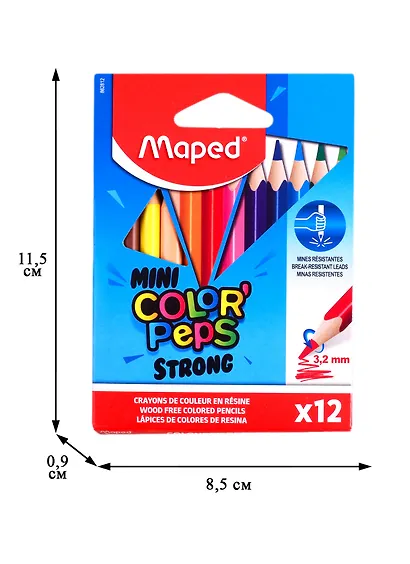 Карандаши цветные «Color'Peps mini Strong», Maped, 12 цветов - фото 2