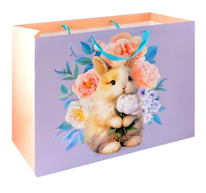 Пакет А3+ 40*50*25 "Зайчик с цветами" жен., бум.мат.ламинат - фото 1