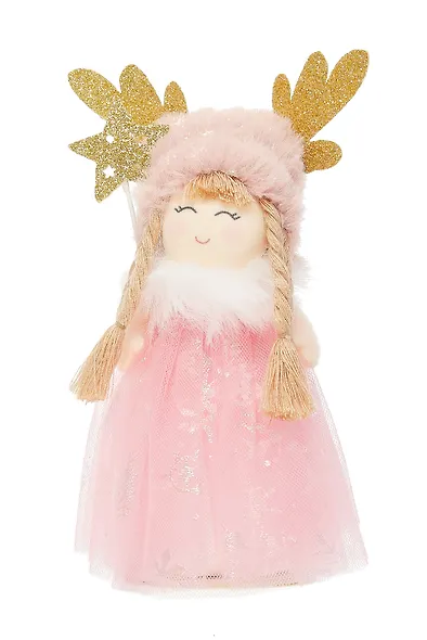 Новогоднее украшение Девочка в шапочке с рожками (текстиль) (16см) (12-06277-NY-18) - фото 3