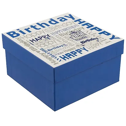 Подарочная коробка «Happy birthday», синяя, средняя - фото 1