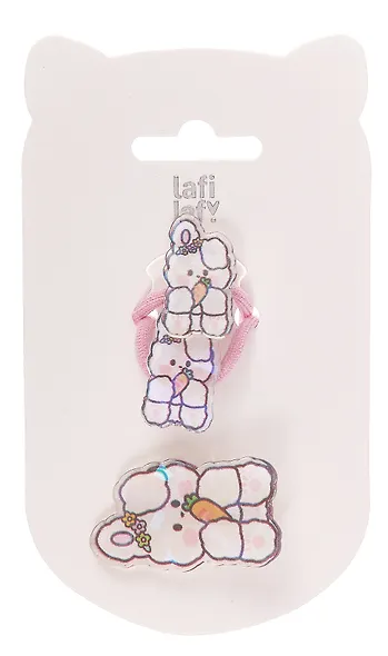 Набор Kawaii Кролики (2 резинки, 1 заколка) (пластик) (12-03907-B8) (Lafilaf) - фото 3