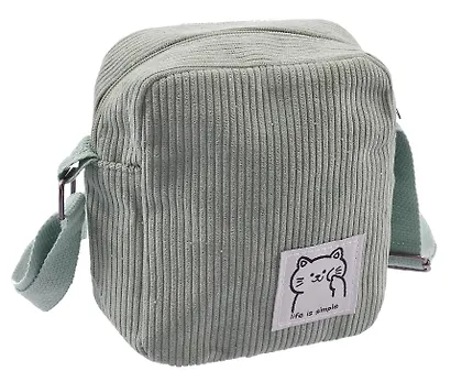 Сумочка на молнии кросс-боди (мятная) (вельвет) (16х14х6) (12-HanMa-768) - фото 2