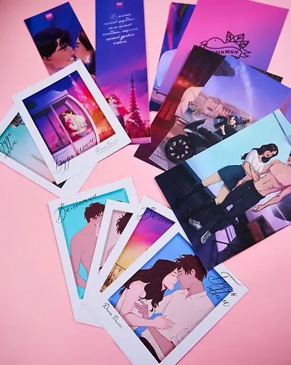 Конверт с набором мерча по романам "Будь моим, Валентин" - фото 9