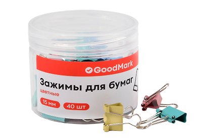 Зажимы для бумаг GoodMark, 15 мм, 40 штук, черные - фото 1