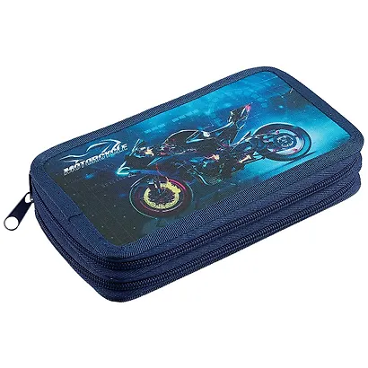 Пенал 2 отделения "Кибермото" 19*11, молния, полиэстер - фото 1