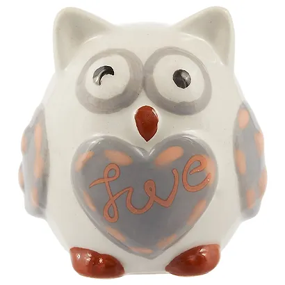 Фигурка Сова разноцветная с сердечком(керамика)(7*6см) - фото 1