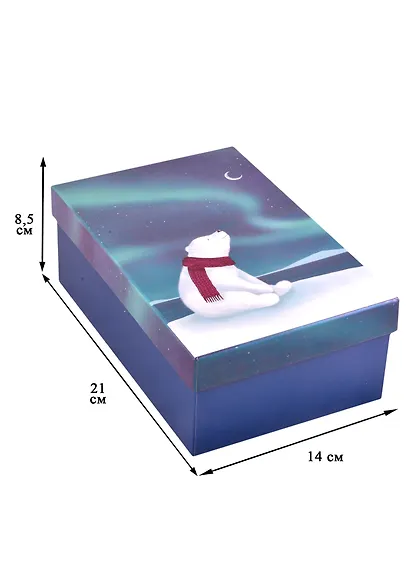 Коробка подарочная "Северное сияние" 21*14*8,5см, голография, картон - фото 2