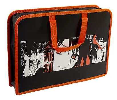 Папка для тетрадей А4 "Аниме. Нежные чувства" 34*24,5*7см, пластик, молния, текст.ручки - фото 1