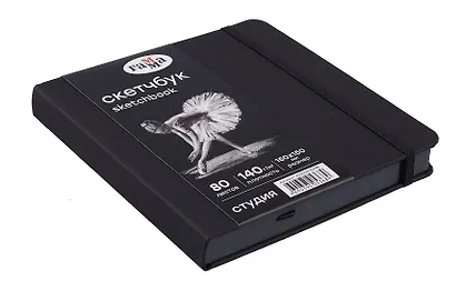 Скетчбук 150*150 40л "Гамма. Студия" черн. внутр блок 140 г/м2, тв.обложка, резинка - фото 2