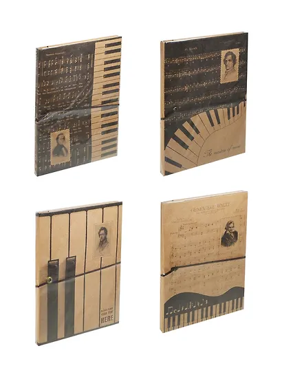 Книга для записей А5 48л "Композиторы" карт.обл., поперечн.резинка, инд.уп., ассорти, Haich - фото 2