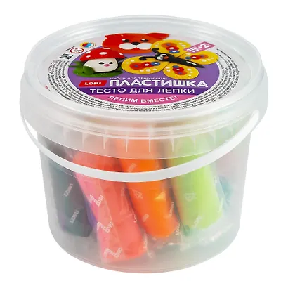 Пластишка. Тесто для лепки 15 цветов по 24 г, с формочками (ведерко с ручкой) - фото 3